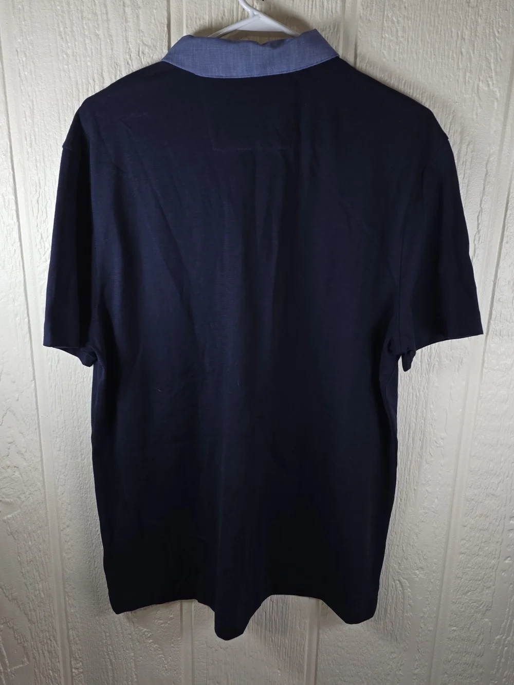 Men's Banana Republic Navy Polo with Light Blue Contrast Collar, Size XL